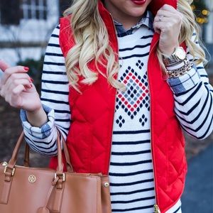 J. Crew Red Quilted Puffer Vest